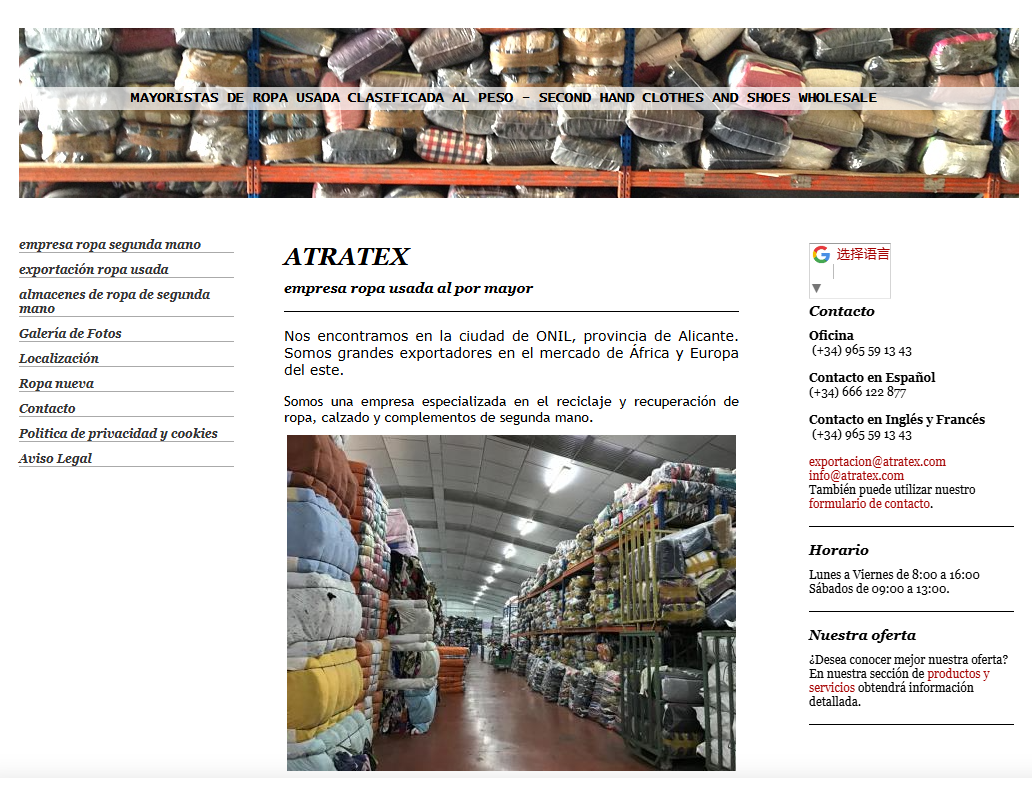 Empresa de ropa usada clasificada de Primera Calidad